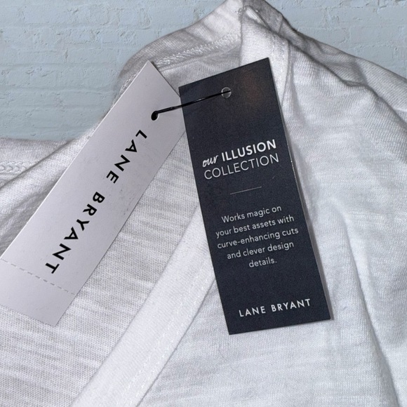 NWT LANE BRYANT V-Neck Ruched-Side Tee - 10/12 White - Picture 7 of 13